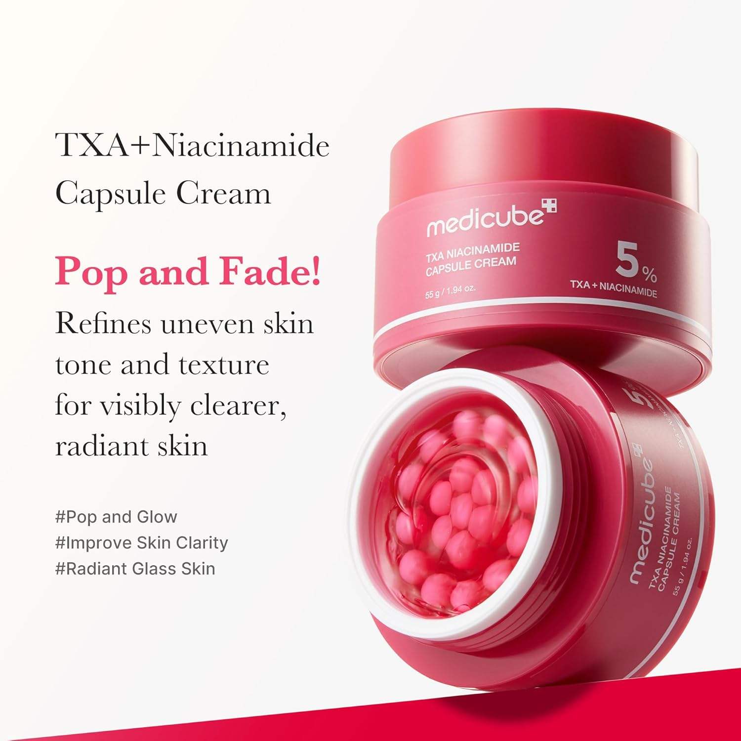 ក្រែម Medicube Cream TXA+Niacinamide Capsule Cream ក្រែមផ្តល់សំណើមពីរជាន់ ភ្លឺរលោង