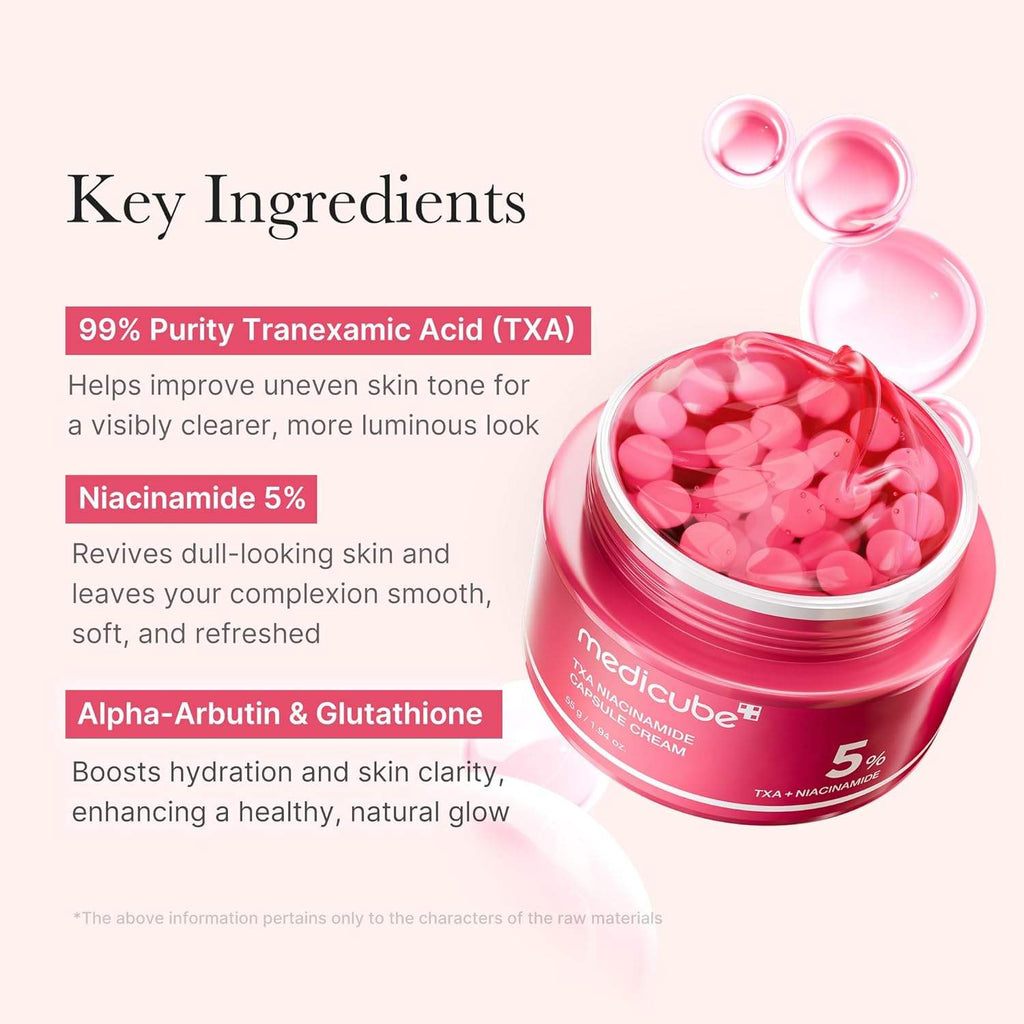 ក្រែម Medicube Cream TXA+Niacinamide Capsule Cream ក្រែមផ្តល់សំណើមពីរជាន់ ភ្លឺរលោង